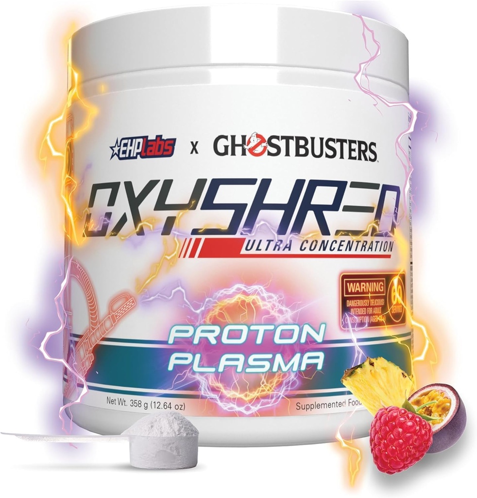 EHP Labs x Ghostbusters OxyShred Pre 운동 분말 & Shredding 보충교재 - Acetyl L Carnitine를 가진 Preworkout 분말, 에너지 부스트 음료 - Proton 플라스마, 60의 서빙