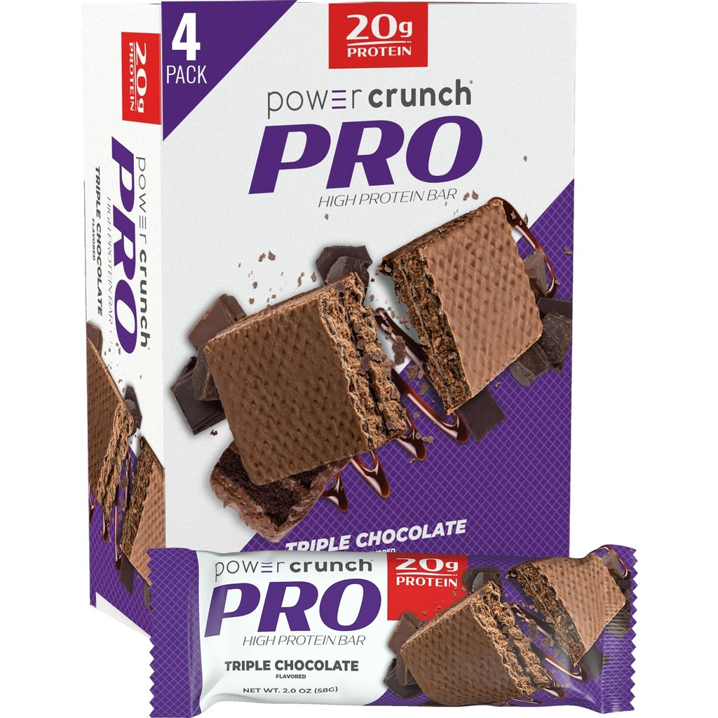 Power Crunch PRO Protein Wafer Bar, 맛있는 맛, 트리플 초콜릿, 2.0 Ounce (4 개)