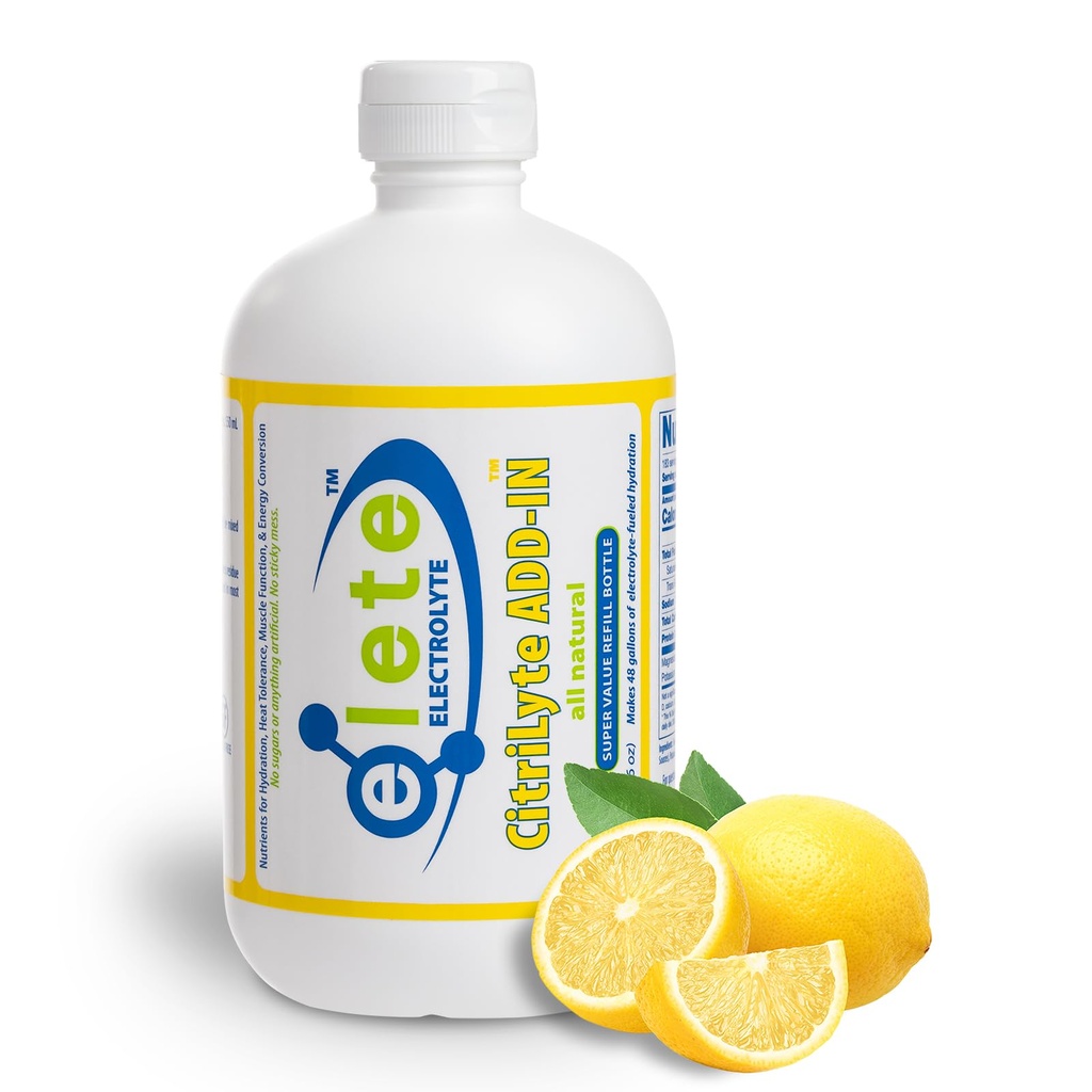 elete CitriLyte Electrolyte Add-in Hydration Drops | 나트륨 마그네슘 칼륨 Trace Minerals | Slight Lemon flavor | 근육 크림 릴리프 | 스포츠 음료 18.6oz Refill 크기로 변환