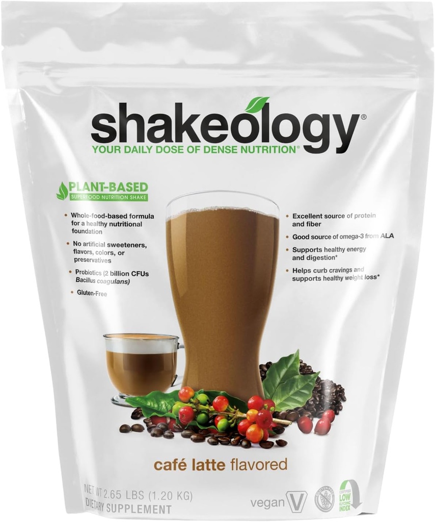 Shakeology Plant 기반 단백질 분말 혼합 - 비타민과 미네랄이 함유 된 글루텐 프리 셰이크 - 지원 체중 감소, 린 근육, Gut Health - Cafe Latte, 30 서빙