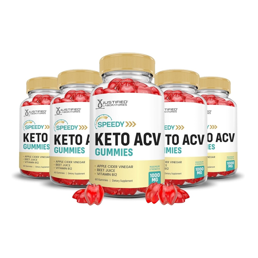 Justified Laboratories (5 팩 Speedy Keto ACV Gummies 고급 공식 1000MG Speedy Keto Gummies Apple Cider Vinegar Pomegranate Beet Juice Powder B12 Vegan Non GMO 300 거미