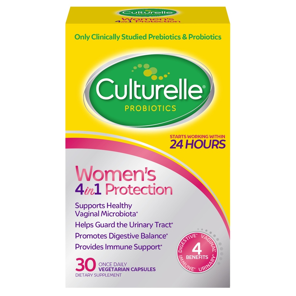 Prebiotics를 가진 여자를 위한 Culturelle Probiotics - 질, 소화, Urinary & Immune 건강을 위한 4에서 1 - PH 균형, Bloating & 가스 기복 - 매일 채식 캡슐, 비 GMO - 30 조사