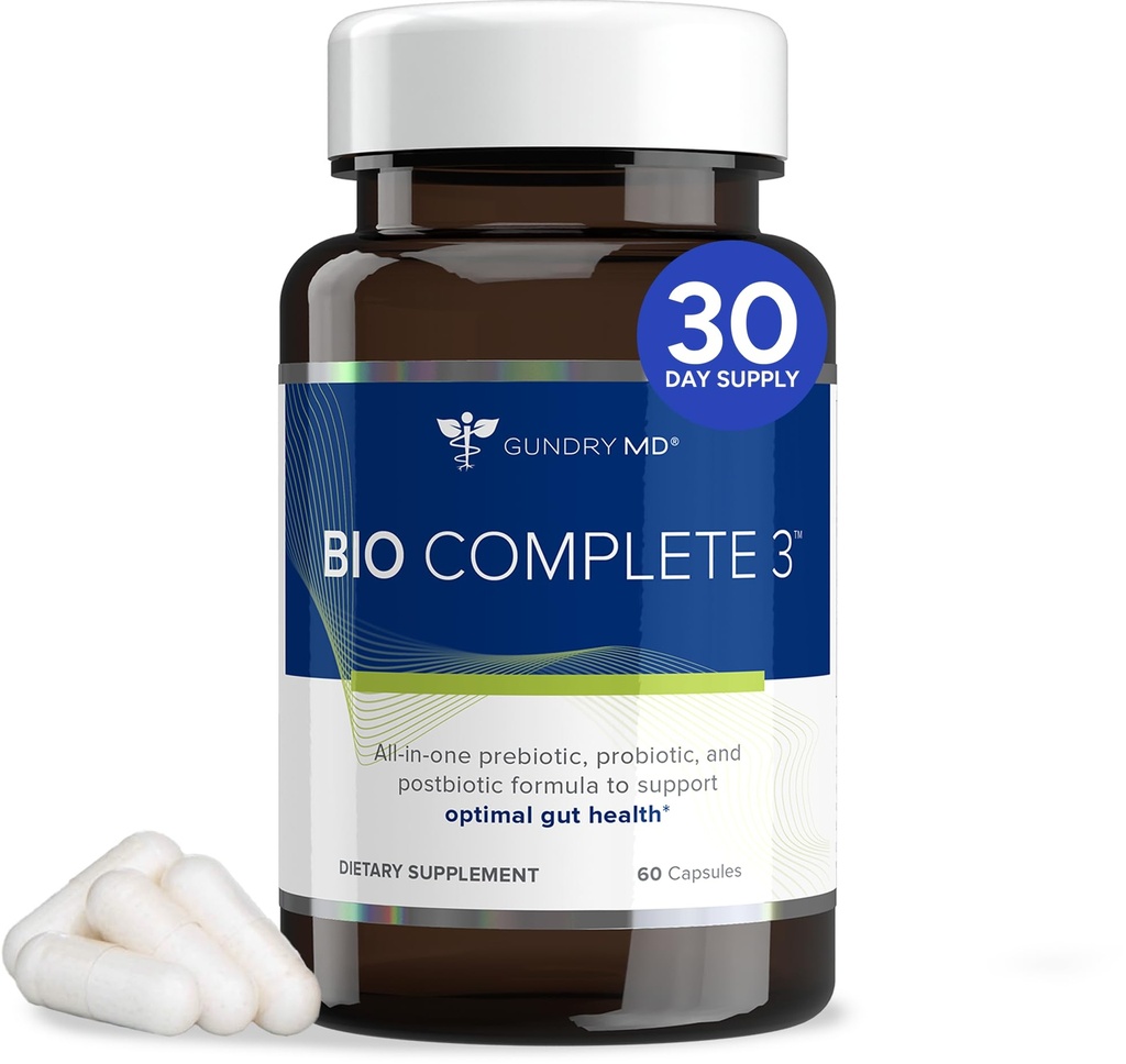 Gundry MD® Bio Complete 3, 3-in-1 Probiotics for Gut Health, Digestion, Supplement Supporting Bloating, Gas, Food Cravings, Energy Levels, Skin 및 Focus, 30 Day Supply에 대한 Probiotic 보충제