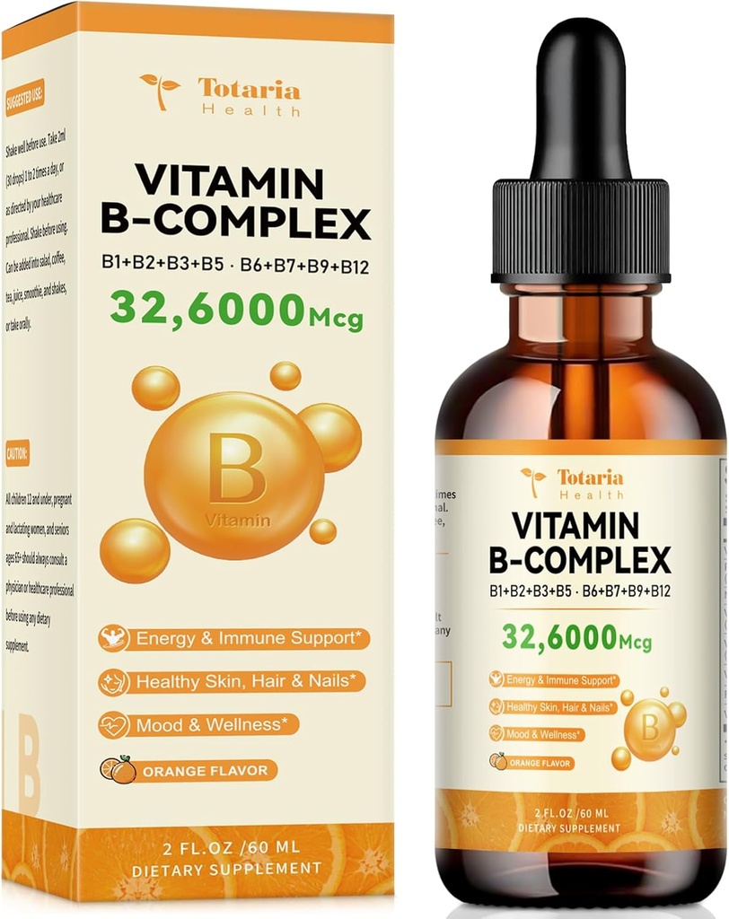 비타민 B1 Thiamine, B2 Riboflavin, B3 Niacin, B5 Pantothenic 산, B6 Pyridoxine, B7 Botin, B9 Folic, B12 Methylcobalamin를 가진 비타민 B 복합액 액체, 에너지, Immunity, 피부, Mood & Nerve