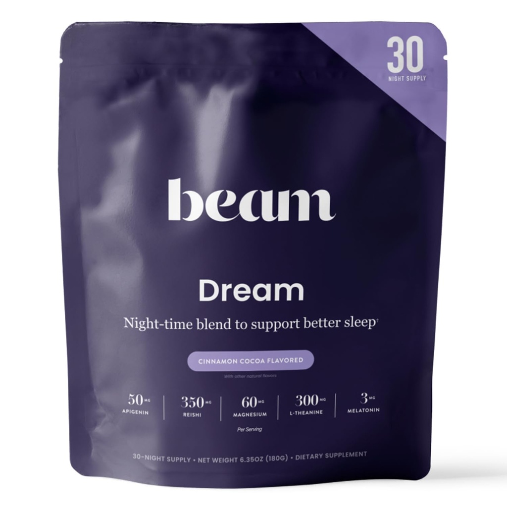 빔 드림 수면 파우더, L-Theanine, Apigenin, Reishi 및 마그네슘, 세 번째 파티는 깊은 수면, 휴식 및 회복, 자연 수면 지원, 30 서빙을위한 자연 수면 보조 및 수면 보충을 테스트했습니다.