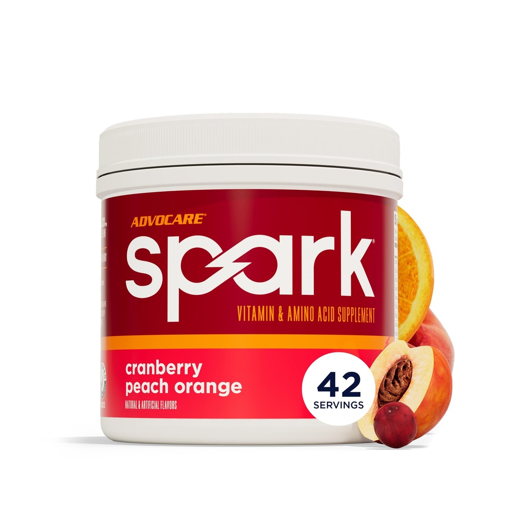 AdvoCare 스파크 비타민 & 아미노산 보충교재 - 비타민 A, B-6, C & E를 가진 초점 & 에너지 음료 분말 혼합 - 또한 L 카르니틴 & L 티로신 - 크랜베리 복숭아 오렌지 - 10.5 oz를 포함합니다