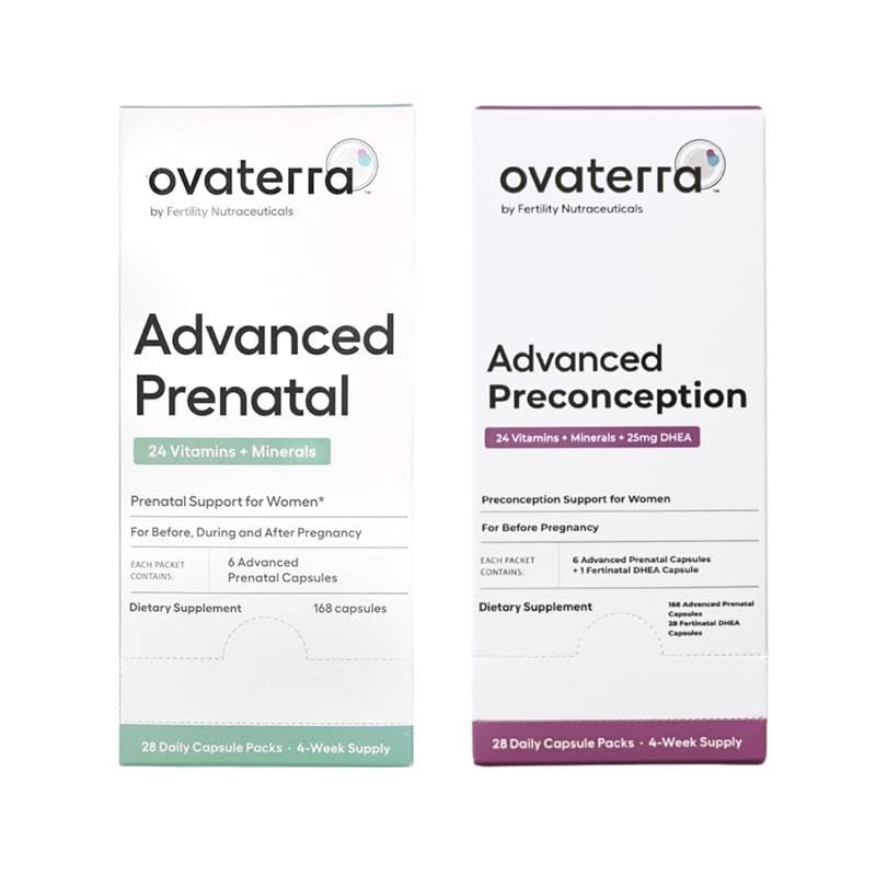 DHEA 25mg, Choline 550 mg, Folate (Methylfolate) 1,010 mcg, Omega-3 DHA, EPA, Chelated Iron 364 캡슐 - 28 일 공급을 가진 여자를 위한 Ovaterra 진보된 Prenatal & Preconception Multivitamin 뭉치