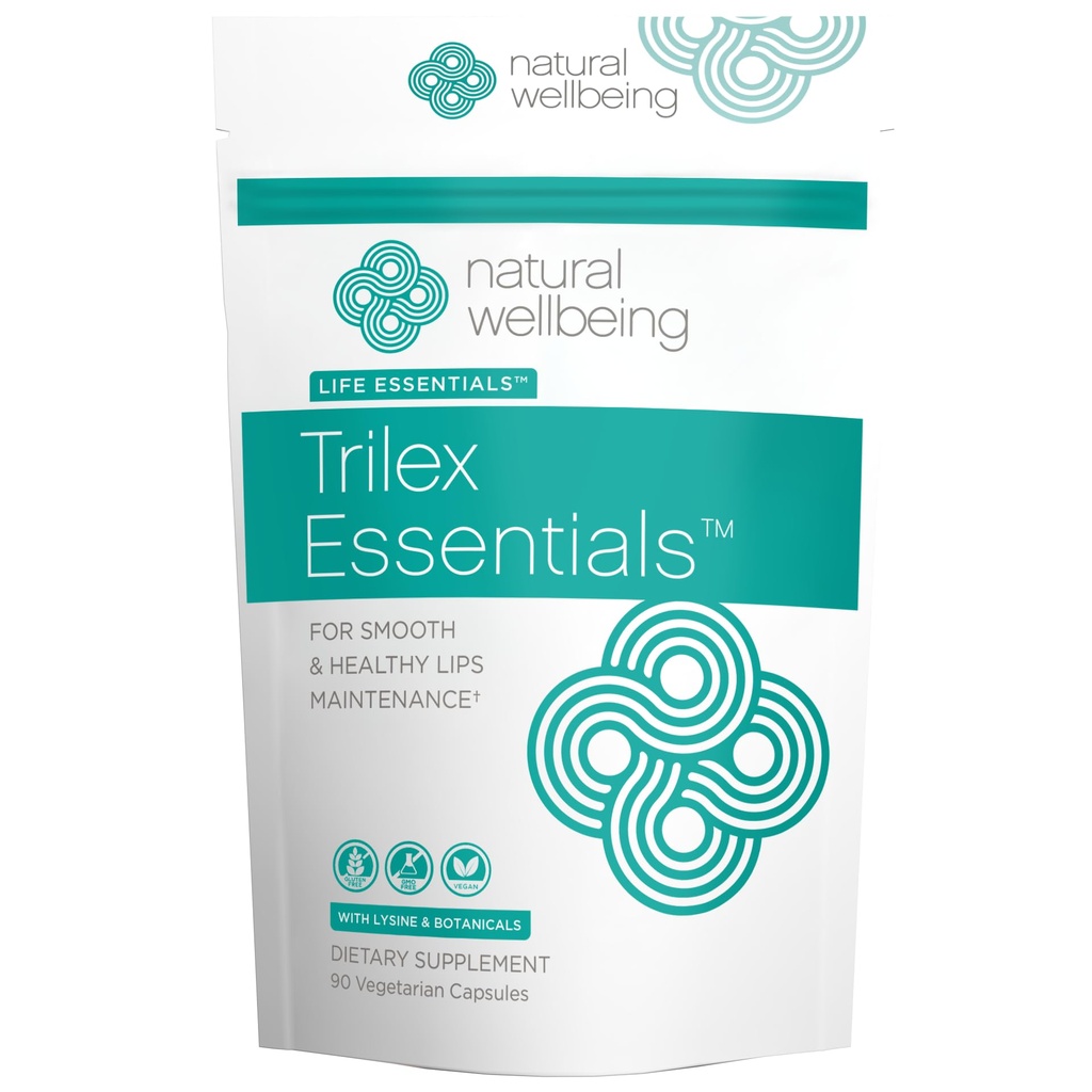자연적인 Wellbeing Trilex는 찬 Sores를 위한 근본 - 리신과 더불어, St. John's Wort (Hypericin) 매끄러운 건강한 입술을 위해 - 초본 보충교재 90 Veg 모자