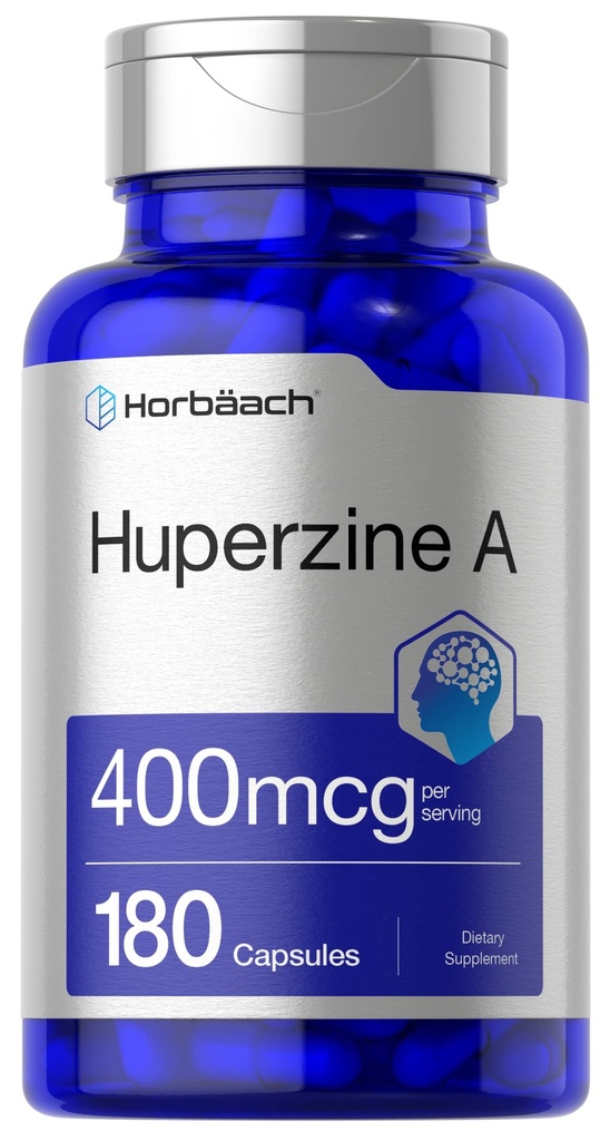 Horbäach Huperzine A 400mcg | 180 캡슐 | 비 GMO, 글루텐 무료 보충