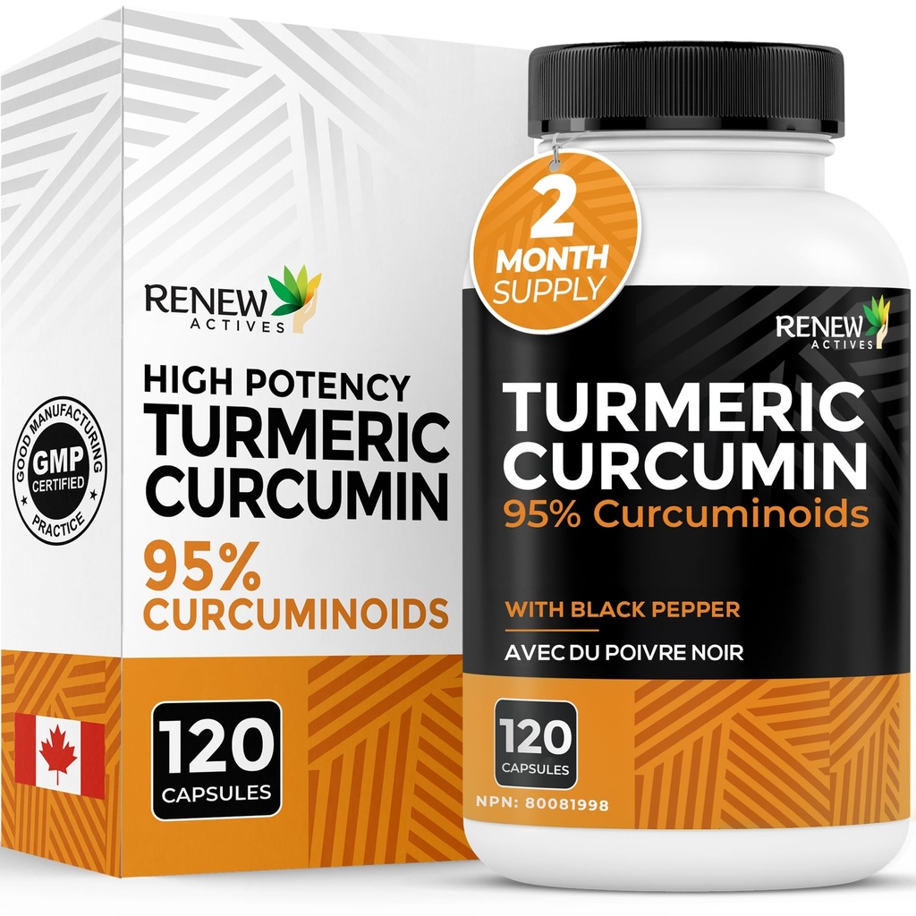 검은 후추와 함께 심황 쿠르쿠민 – 600MG 심황 뿌리, 2 캡슐 당 100MG 쿠르쿠미노이드 - 소화, 간 건강, 합동 구호 및 이동성 지원 - 캐나다에서 만든 - 120 캡슐