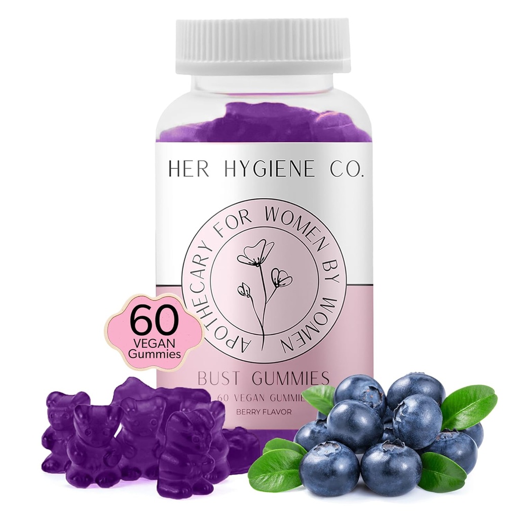 Her Hygiene Co. Chest Support Gummies for Women, Wellness & Confidence, 자연 초본 혼합, 곡선, 피트니스 운동 보충, Vegan & Non-GMO, 베리 맛, 60 카운트에 대한 멀티 비타민