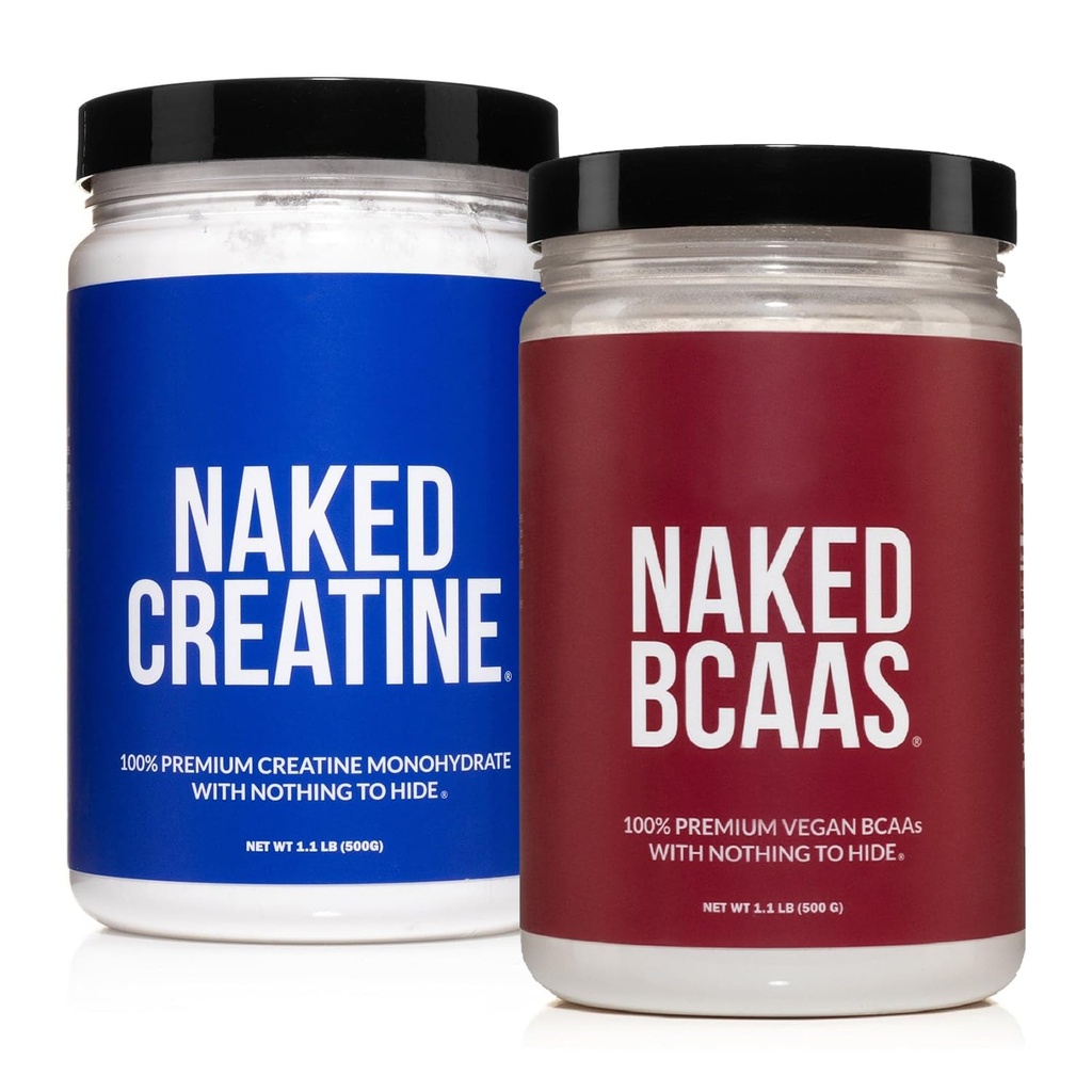 벌거 벗은 순수한 크레아틴 Monohydrate 100 서빙 + 100 서빙 Unflavored 벌거 벗은 BCAAs Vegan 번들