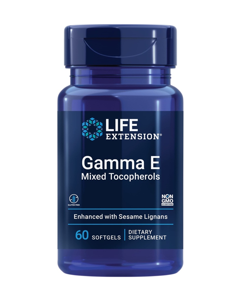 수명 연장 감마 E 혼합 Tocopherols, 건강한 시효, 비타민 E 보충교재, Sesame lignans, 글루텐 자유로운, 비 GMO, 60 softgels로 강화하는