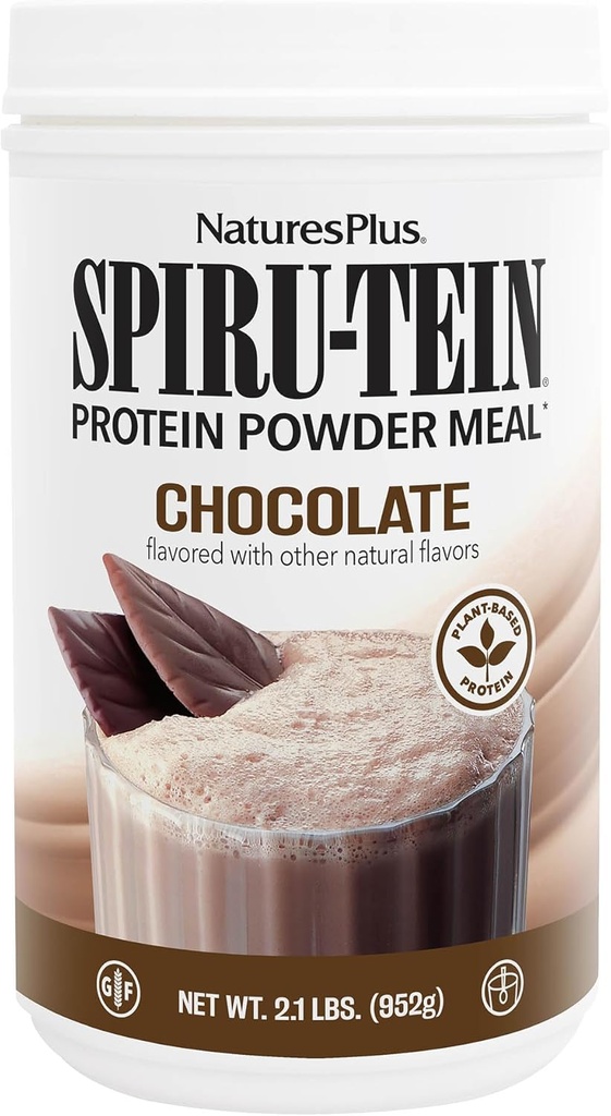 NaturesPlus SPIRU-TEIN, 초콜릿 - 2.1 lb, 2 팩 - 식물 기반 단백질 셰이크 - 비 GMO, 채식주의, 글루텐 무료 - 68 총 서빙
