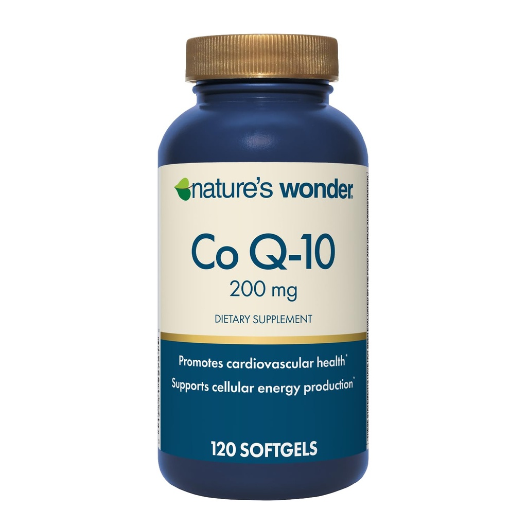 Nature's Wonder CoQ10 보충 - 심장 건강, 심혈관 기능 및 세포 에너지 생산, 120 Softgels, 120 일 공급을 지원하는 CoQ10 200mg Softgels