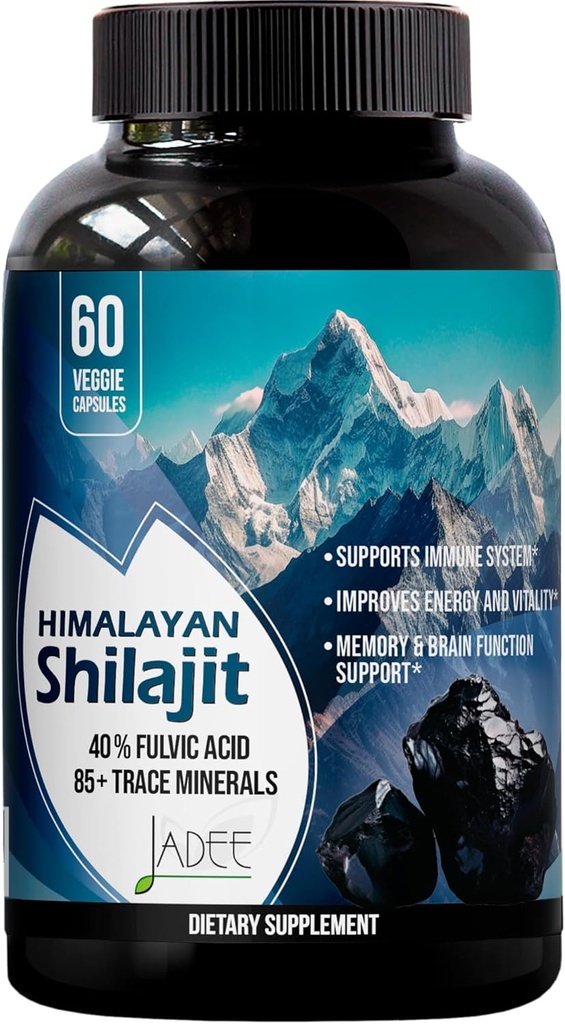 남자 & 여자를 위한 5000mg Himalayan Shilajit 캡슐 - 40% Fulvic 산 + 85+ Trace 무기물