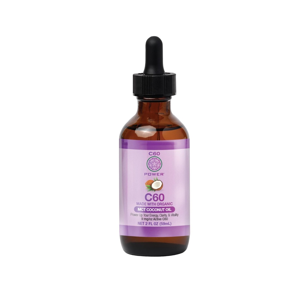 C60 힘 - MCT 2-oz.- 유기 MCT 야자열매 기름, 2개 Fl Oz, 99.99% 순수한 탄소 Fullerene, 상승 산화 Burden, 낙농장 기능을 낙관하십시오