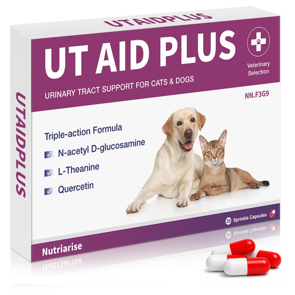 고양이 및 개를위한 자연 UTI 치료 - 항생제 무료 Urinary Tract Infection Support Supplement - Bladder & Kidney Health - Incontinence Prevention - 30 캡슐