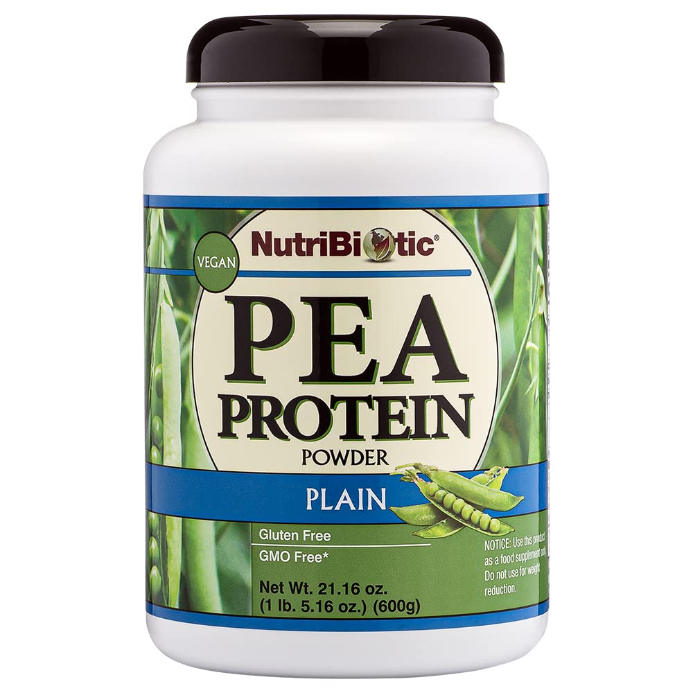 NutriBiotic Pea Protein Plain, 21 Oz | 저탄생 식물 단백질 분말 | 100 % 성장 및 미국에서 가공 | Deliciously Creamy & BCAA-Rich | 화학, GMO 및 글루텐없이 제작 | Keto Friendly
