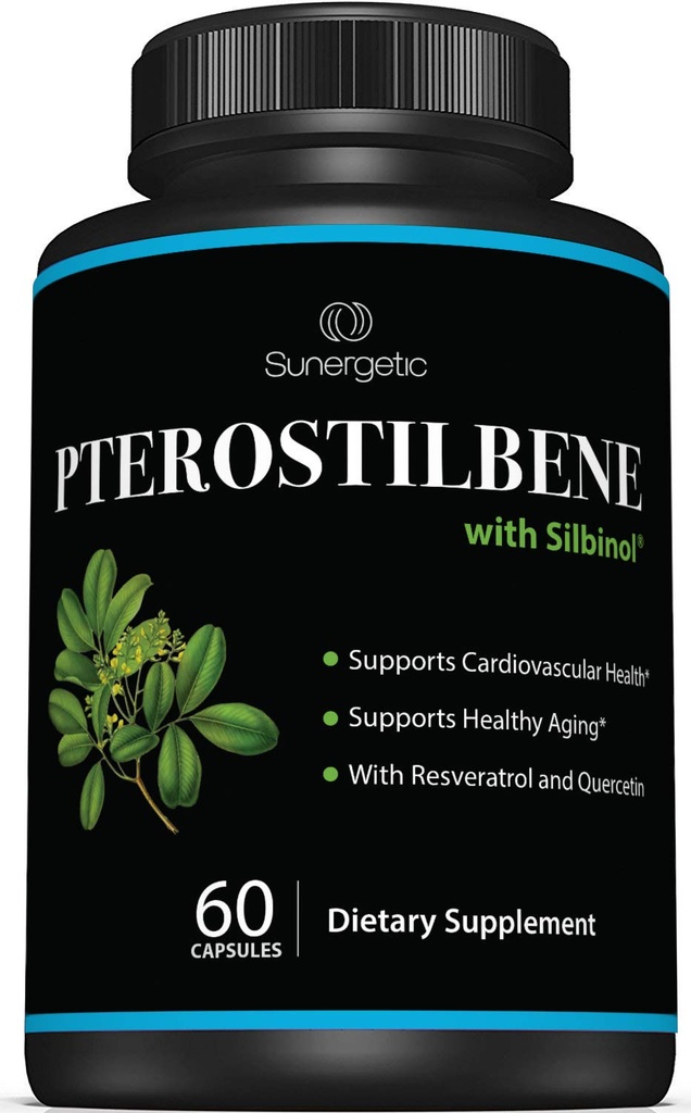 프리미엄 Pterostilbene 보충교재 – Resveratrol & Quercetin를 가진 Pterostilbene – 건강한 시효를 지원합니다 – 서빙 당 자연적인 근원 Pterostilbene 100mg – 60 캡슐