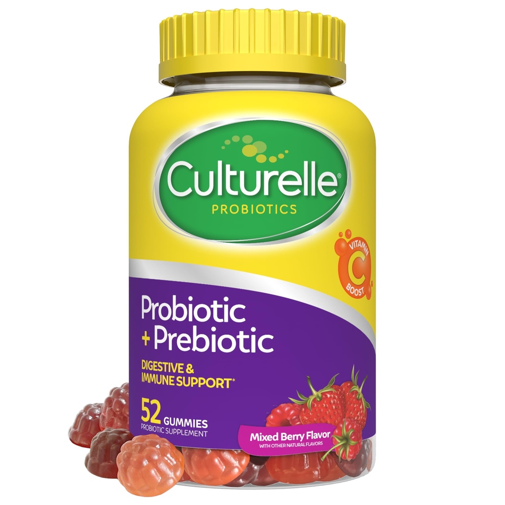 Women & Men, Berry flavor, 52 Count, Naturally-Sourced Daily Probiotic + Prebiotic for Digestive Health, Non-GMO & Vegan에 대한 문화적 일일 프로바이오틱 구미