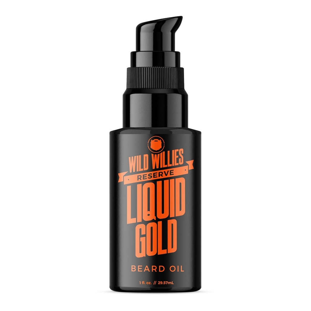 Wild Willies Liquid Gold Beard Oil for Men - Essential Oils Nourishes & Hydrates Facial Hair과 주입 된 Beard Softener - 건강한 식단을위한 Beard Growth Oil & Daily Grooming Routine, 1 fl oz