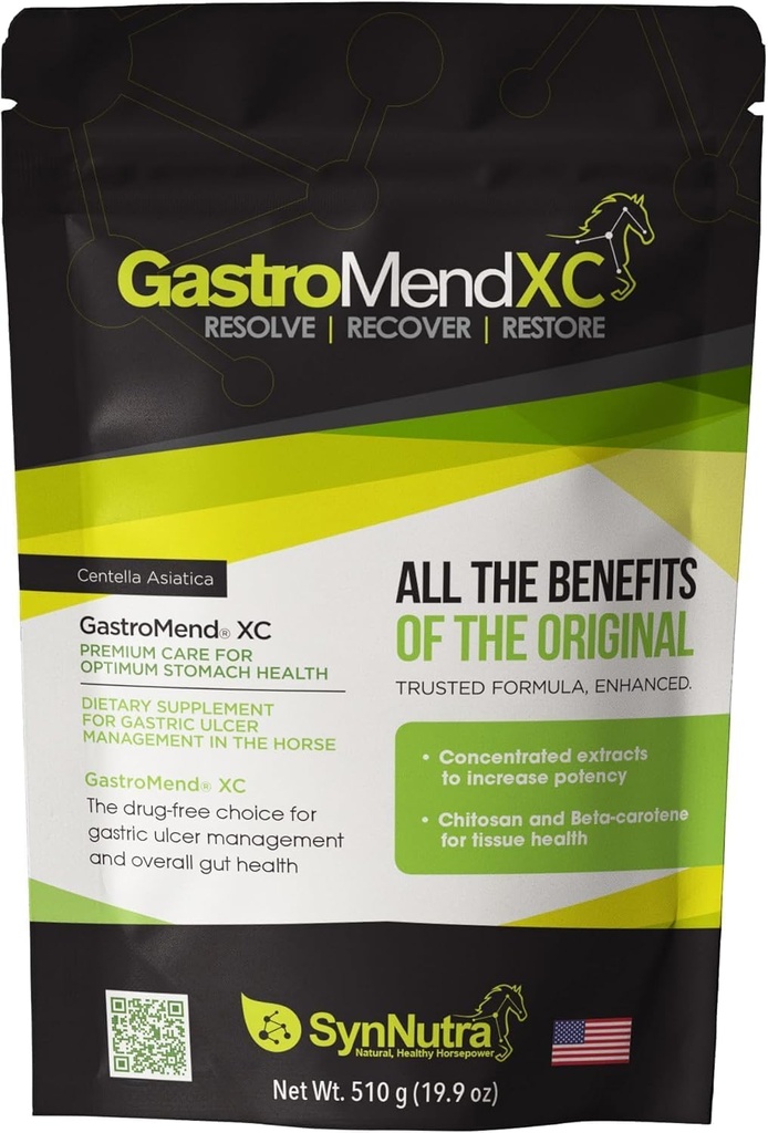 GastroMend XC, 100 % 천연 Equine Stomach Health for Horses, 가스 및 Ulcers의 치유 및 예방을 촉진, 고분자 및 효과적인, 가스 및 힌두어 건강 지원, 30 서빙, 미국에서 만든