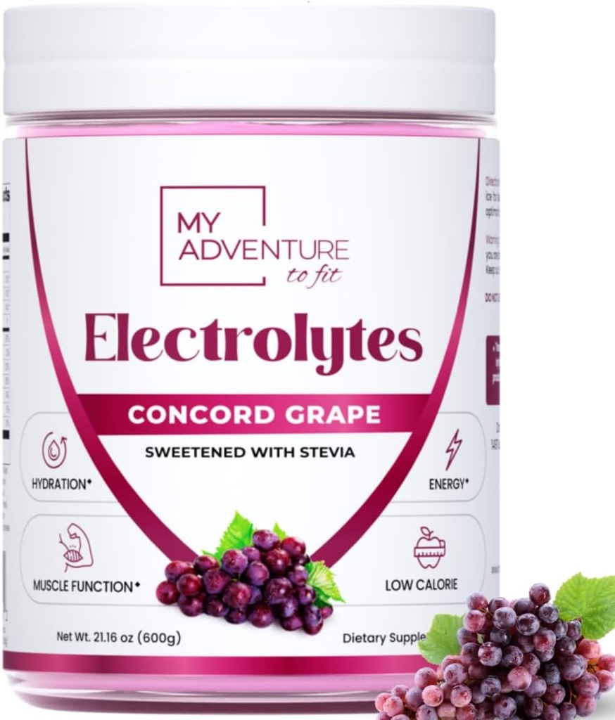 Zero Sugar - Concord Grape Electrolytes Powder - 새로 고침 Hydration Mix - 모든 천연 성분이있는 카페인 무료 에너지 - Vegan, Keto & Paleo - Sugar Free Electrolytes Drink Mix - 120 서빙