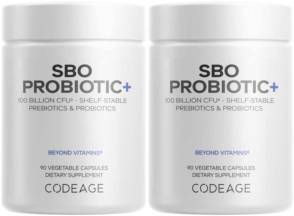 Codeage SBO Probiotics, 서빙 당 100 억 CFUs, 멀티 스트레인 Soil 기반 Organisms 혼합 및 유기 발효 식물 혼합, 선반 - 2 팩