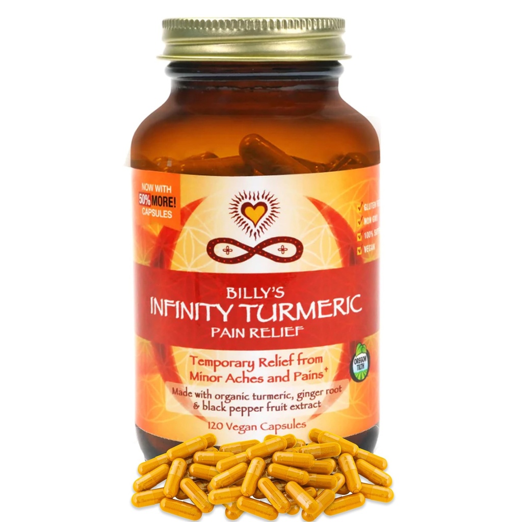 Infinity Turmeric Capsules, High Potency Curcumin Supplement, Black Pepper 및 Ginger, Raw, Vegan Gluten Free와 USDA 인증 유기 보충