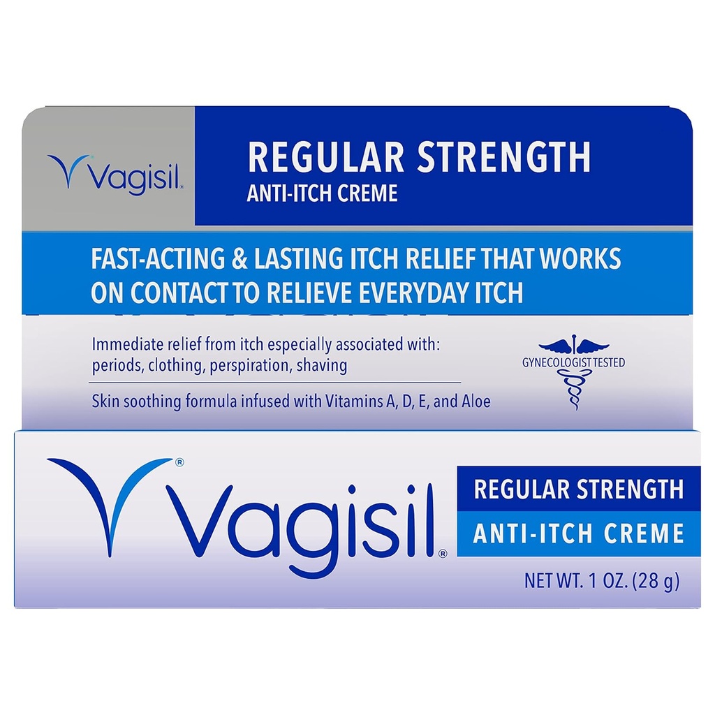 Vagisil 정규적인 힘 여성을 위한 반대로 Itch Feminine 크림, 부인과학 시험해, Hypoallergenic, 빠르 행동 및 오래 견딘 Itch 기복, 질 Moisturizer Soothes 및 차가운, 1개 oz (포장 1)