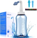 Darate Neti Pot Sinus Rinse Bottle, Nose Wash Cleaner Pressure Rinse Nasal Irrigation for Adult & Kid BPA 무료 스티커 온도계 (300ml)