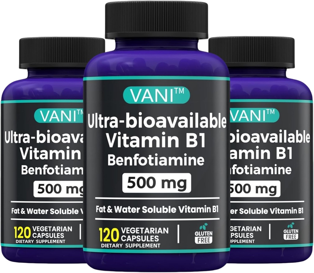 1 강화 된 공식 2 : 비타민 B1 벤포 티 아민 500mg, 비타민 B-1, 500mg - 120 캡슐 (3)의 지방 용해 성 보충