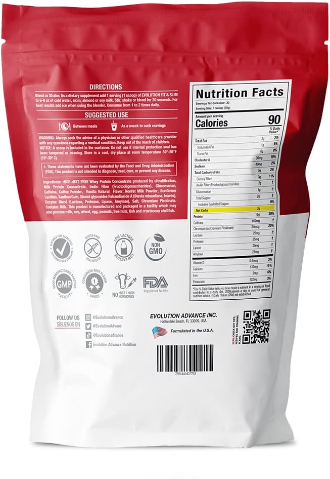 Evolution Advance Nutrition Fit & Slim Blend - 쉬운 소화, Keto-Approved, Non-GMO, Stevia Sweetened, 천연 향료 - 2 파운드 (Frappullicious Coffee)
