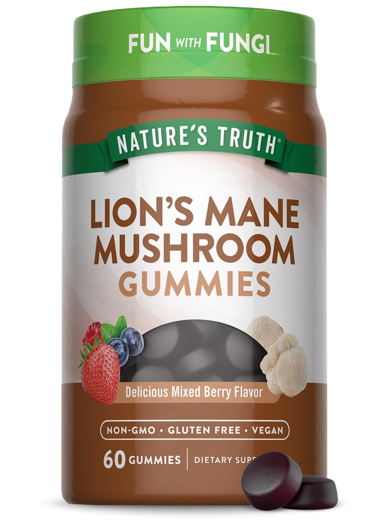 성인을 위한 자연의 진실 사자 Mane Gummies | 60 개 | 혼합 Berry 맛 | Vegan, Non-GMO, & 글루텐 무료 보충