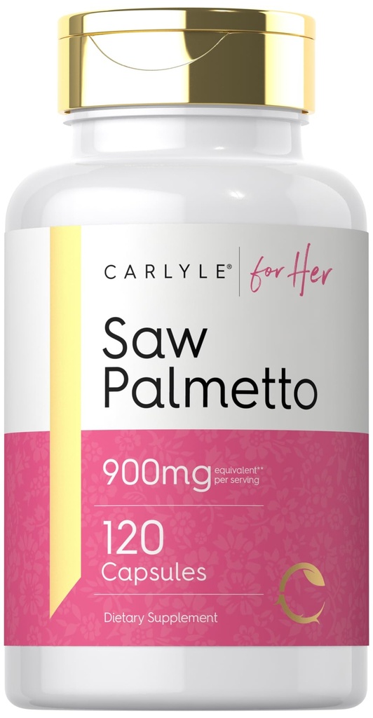 Carlyle Saw Palmetto for Women 900mg | 120 캡슐 | 전체 스펙트럼 추출 물 보충 | Non-GMO, 글루텐 무료 보충 | 그녀의