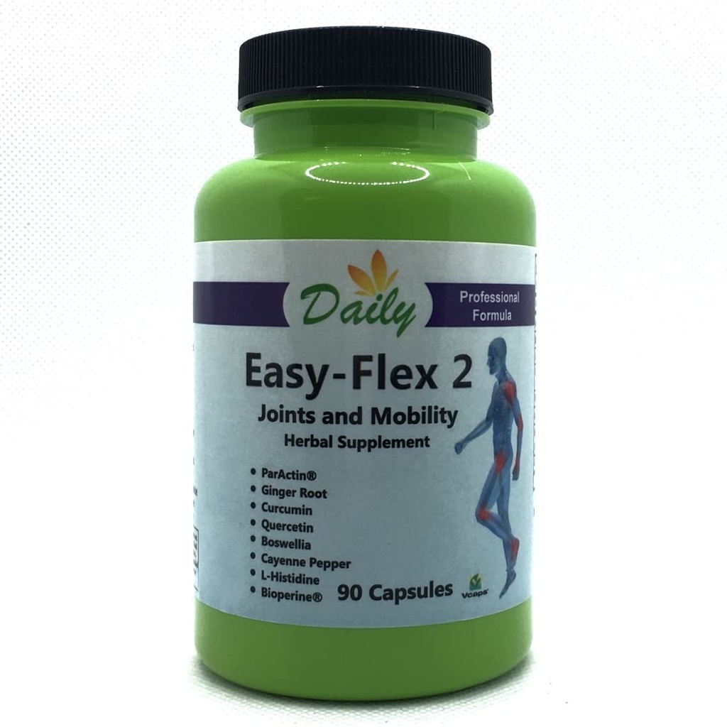 데일리 제조 Easy-Flex 2TM (Andrographis Paniculata, Boswellia Extract, L-Histidine, Curcumin (Turmeric), Quercetin, Black Pepper Extract, Ginger Root Powder & Cayenne Pepper)