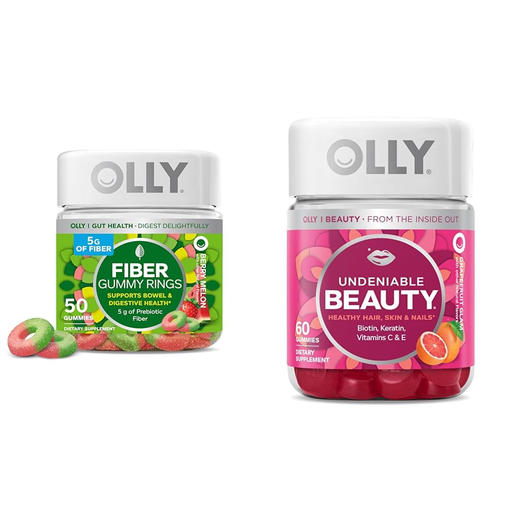 OLLY 섬유 거미 반지, 5g Prebiotic 섬유, FOS (Fructo-oligosaccharides), 소화 지원 & 머리, 피부, 못, Biotin, 비타민 C, Keratin, Chewable 보충교재를 위한 Undeniable 아름다움 거미