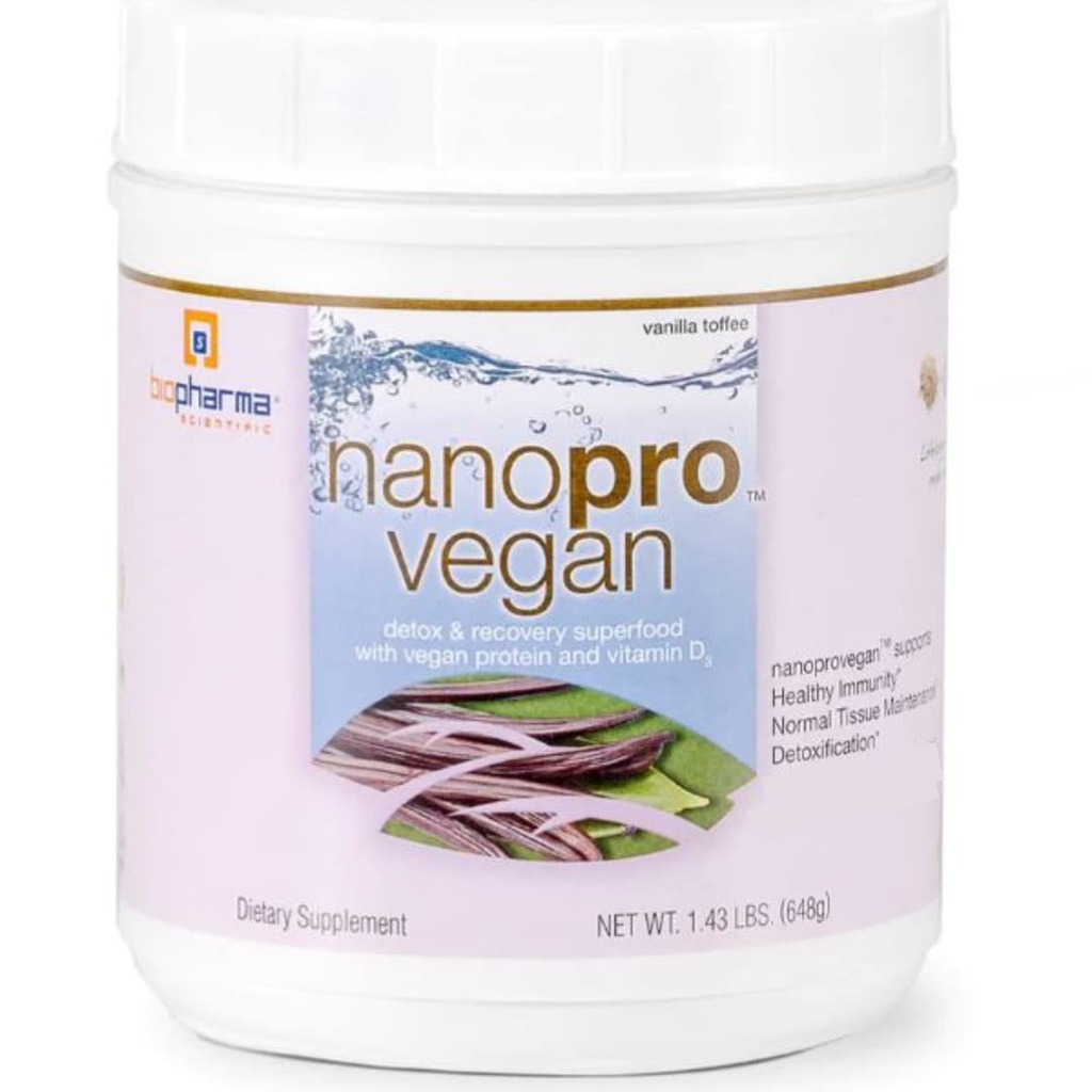 Biopharma Scientific Nanopro Vegan: 포도 단백질 혼합, Ashwagandha 및 Vegan D3, Vanilla Toffee 풍미, 30의 서빙을 가진 면역 지원 & 운동 회복을 위한 Vegan 단백질 분말