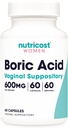 Nutricost 붕산 600mg, 60 캡슐 - 질 좌약 - 여성을위한 비 GMO -