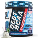 BPI 스포츠 최고의 BCAA Shredded - 카페인 무료 Thermogenic 복구 음료, 여성과 남성, Preworkout BCAAs 아미노산 음료 - 블루 Raz - 25 서빙