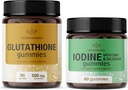HERBAMAMA Glutathione 및 Iodine 키트 - 500 mg 감소 L-Glutathione 및 칼륨 Iodine Gummies의 번들 - Vegan, Non-GMO, 젤라틴 - 무료 2 팩