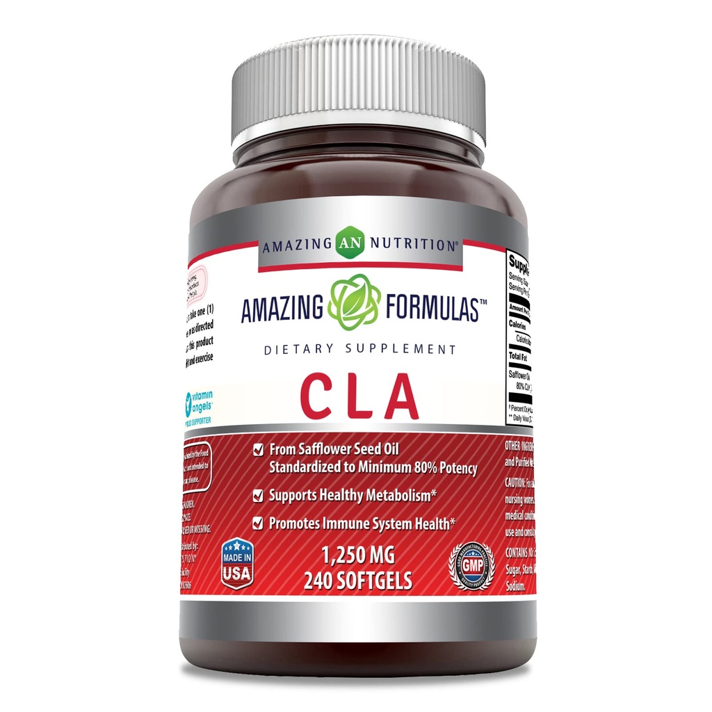 어메이징 포뮬러 CLA | 통용되는 Linoleic Acid Supplement | 1250 Mg | Softgel | Non-GMO | 글루텐 프리 | 미국에서 제작 (240개)