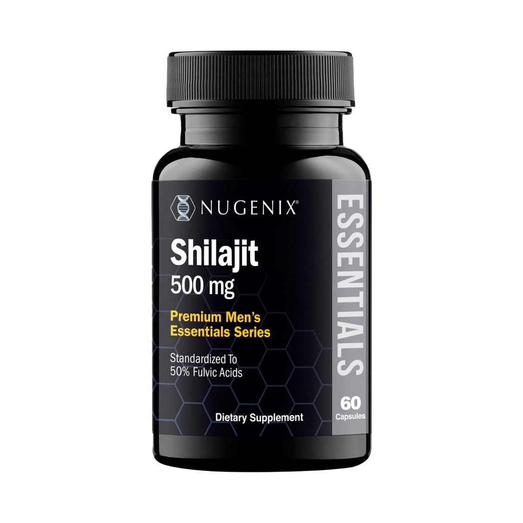 Nugenix Essentials Shilajit 캡슐 남성과 여성을위한 보충 - 500mg, 50 % Fulvic 산, Himalayan, 60 캡슐에 표준화