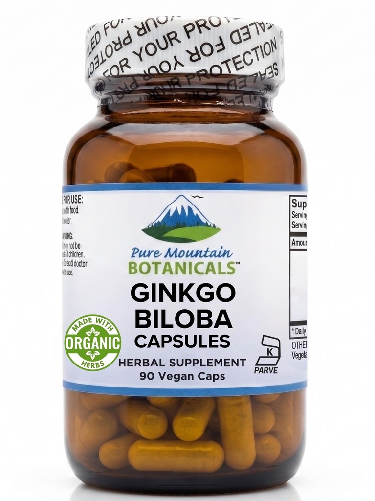 Ginkgo Biloba 캡슐 – 400mg Ginkgo Biloba 잎과 Ginko 추출물 보충을 가진 Kosher Vegan 모자