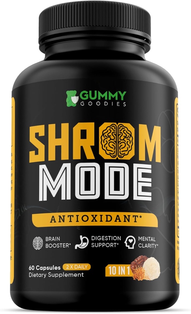 유기 버섯 보충교재 10-in-1, Reishi, 사자 Mane, Cordyceps, Chaga, 터키 꼬리, 자연적인 면역성 & Cognitive 건강 부스트, 60 Veggie 캡슐