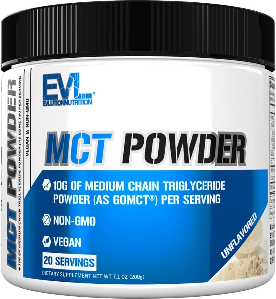 Evlution 영양 MCT 분말 - Keto 보충교재 - MCT 기름 분말 - 10G 중간 사슬 Triglycerides - 뇌 & 몸 에너지 음료 - 지방산 보충교재 - Vegan & Non-GMO - 20의 서빙 - Unflavored