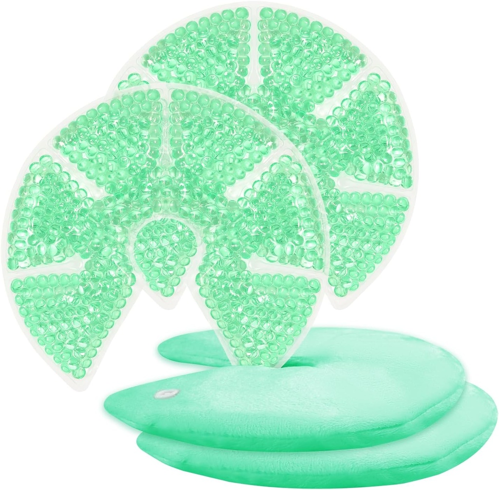 Hot/Cold Breast Gel Bead Ice Pack Breast Cooling/Heat Pads Relief for Breastfeeding, Nursing Pain, Mastitis, Engorgement, Swelling, Plugged Ducts | Boost Milk Let-Down & Production,2 Pack (그린)