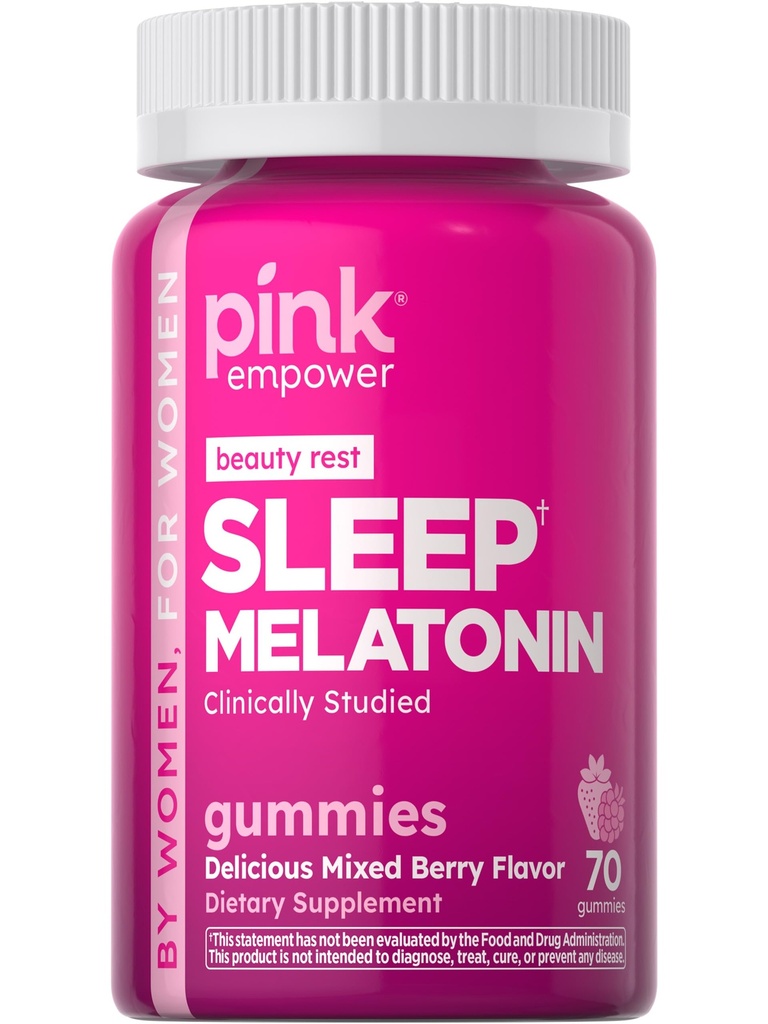 PINK Melatonin Gummies 10mg | Max Potency | 믹스 베리 맛 | Vegan, Non-GMO & 글루텐 무료 보충