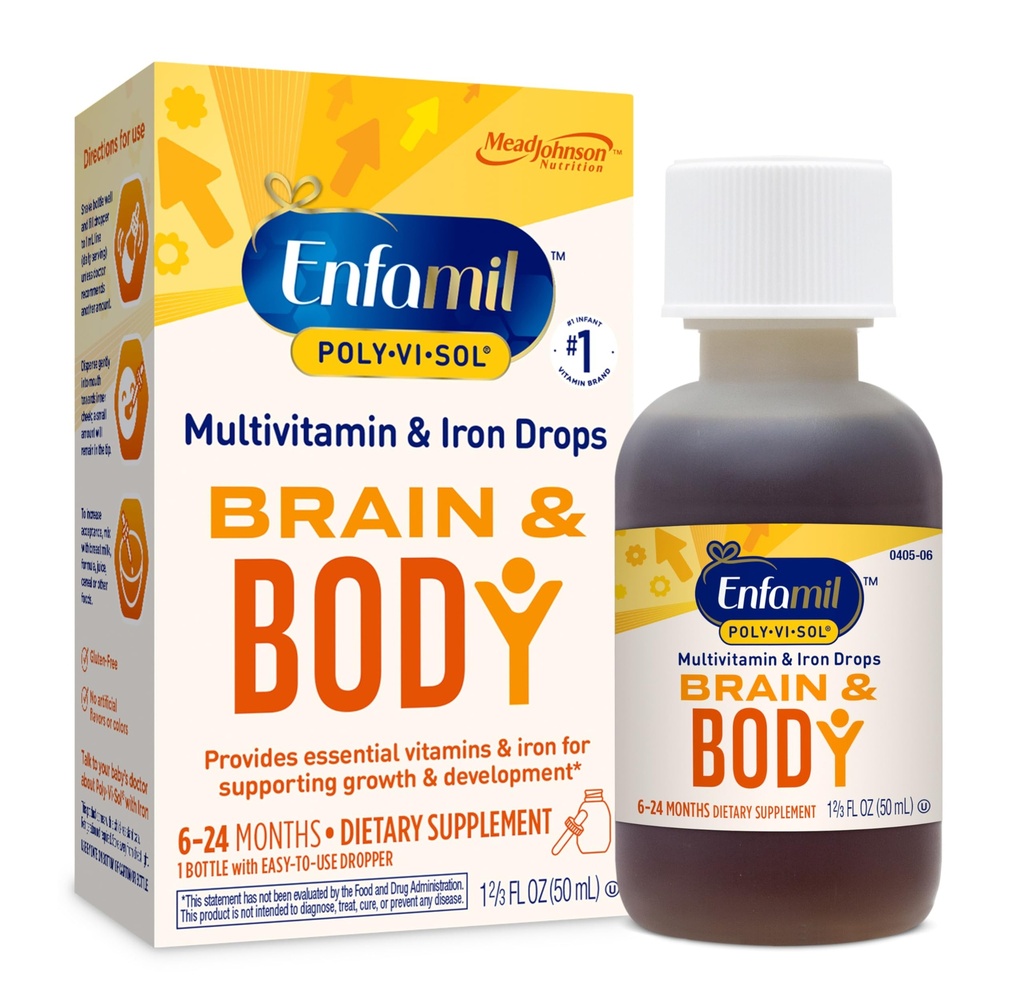 철 액체 Multivitamin 하락, 지원 성장 & 발달*, 50mL 병을 가진 Enfamil 많은 시각